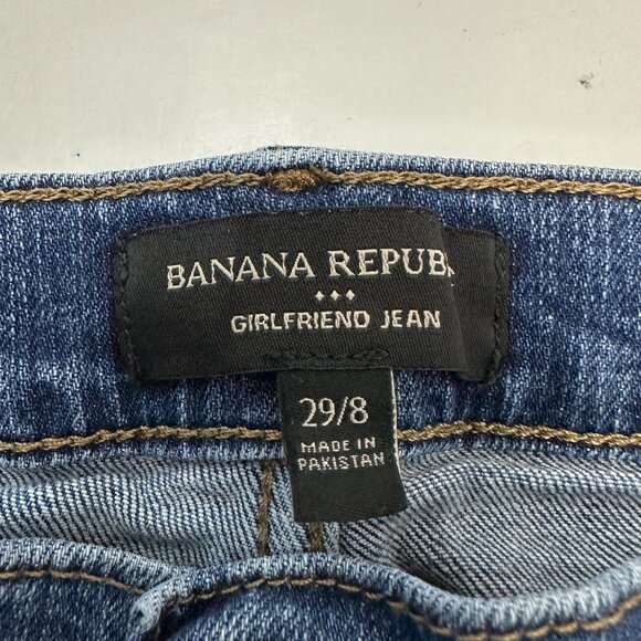 Banana Republic Girlfriend Jean Women's size 8 Dark Wash Blue Denim Jeans - Picture 3 of 5